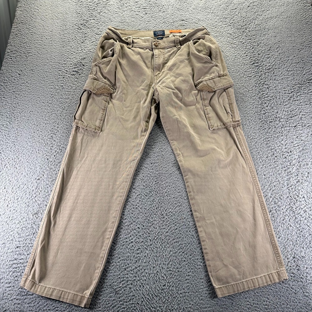 St. John's Bay Pant Men's 32x30 Brown Cotton Cargo Straight Leg Workwear Stretch